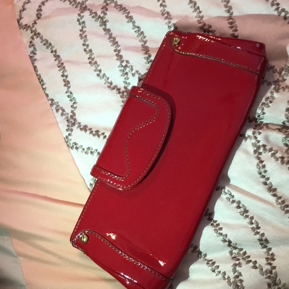 Cole haan red patent leather clutch